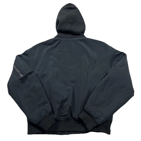 Vans Full Zip Jacket Bomber Hood Large Black Orange Skate - Picture 2 of 7